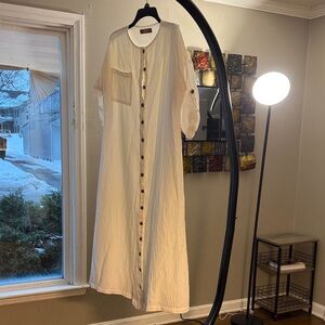 Chic Cream Button-Front Maxi Dress